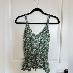 Sienna Sky Cute Green Floral Peplum Tanktop Size Small